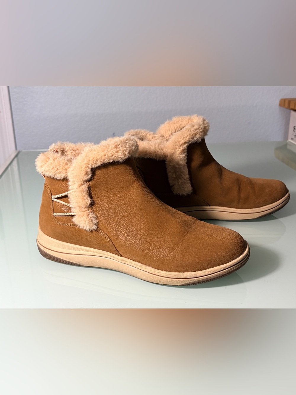Women’s Tan Faux-Shearling Ankle Boot